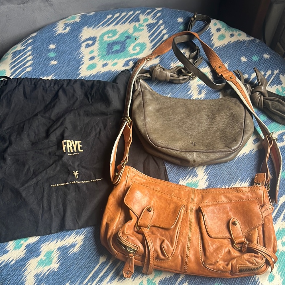 2 for 1  Frye and 7 For All Mankind 100% leather Crossbody bags
